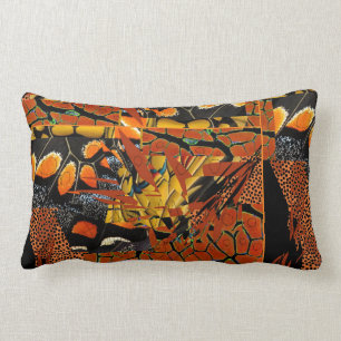 oblong throw pillow with rust, orange and black