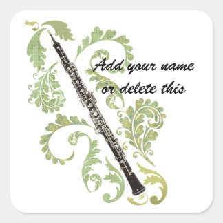 Oboe and Foliage Square Sticker