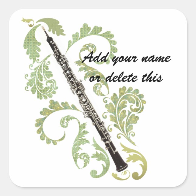 Oboe and Foliage Square Sticker (Front)