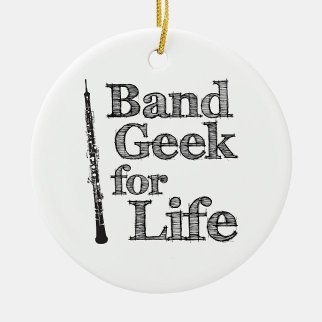Oboe Band Geek Ceramic Tree Decoration (Front)