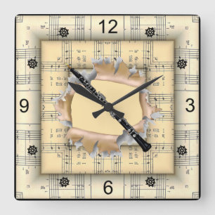 Oboe ~ Breaking Through ~ Strange Sheet Music ~  Square Wall Clock