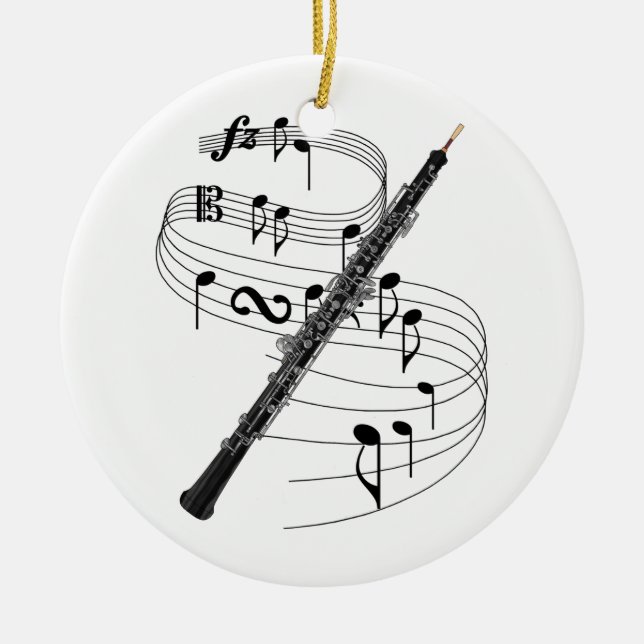 Oboe Ceramic Tree Decoration (Front)