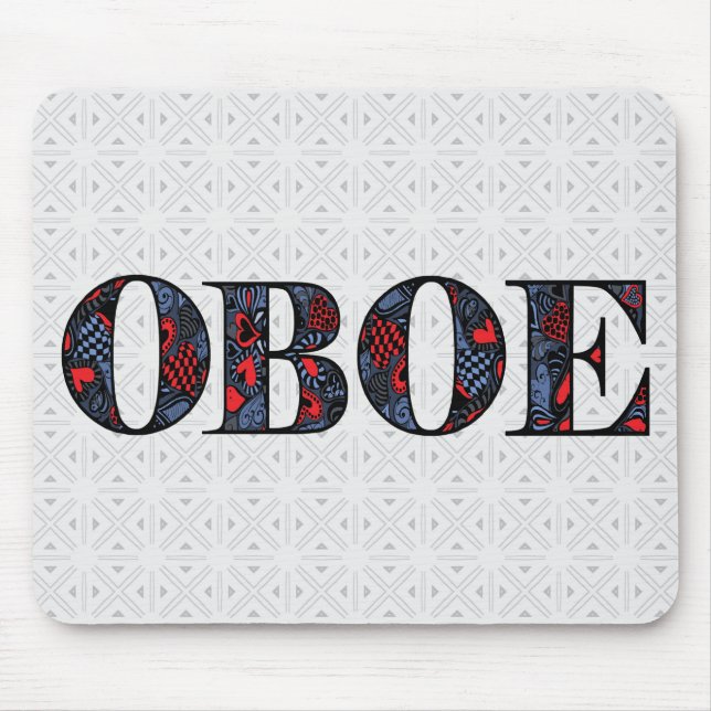 Oboe Heart Text Mouse Pad (Front)