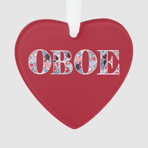 Oboe Heart Text Ornament