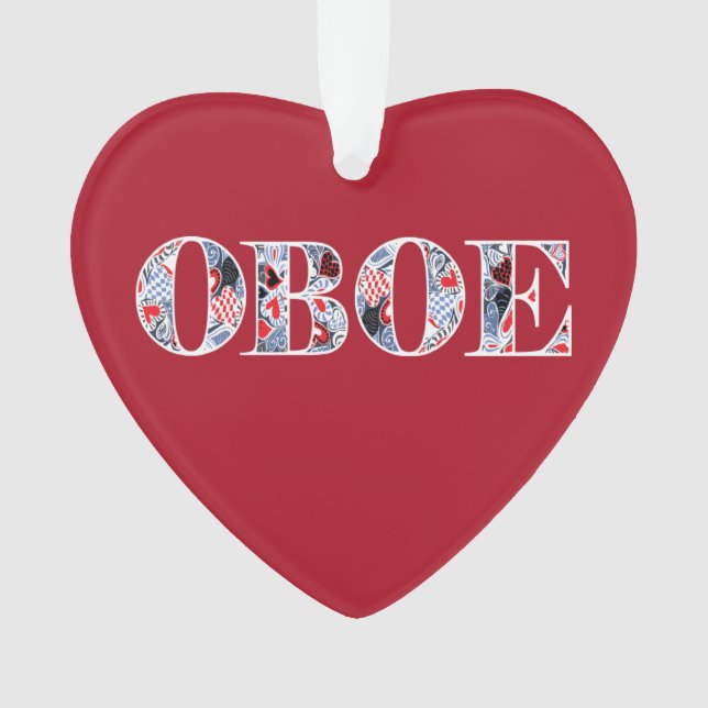 Oboe Heart Text Ornament (Front)
