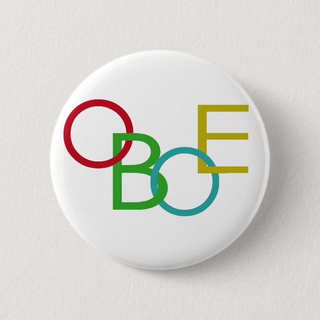 OBOE Letters 6 Cm Round Badge (Front)