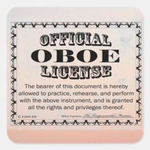 Oboe License Square Sticker