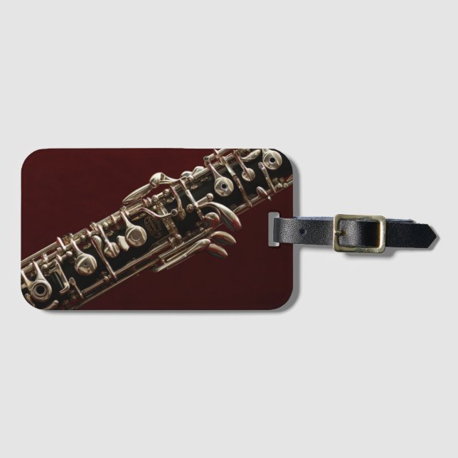 Oboe musical instrument luggage tag (Front Horizontal)