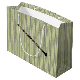 Oboe on Fine Green Vertical Stripes Large Gift Bag