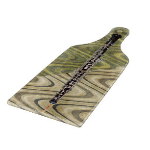 Oboe on Wavy Green Striped Background Cutting Board