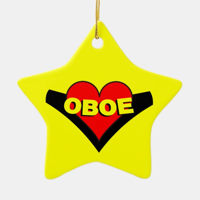 Oboe Over Heart Ceramic Tree Decoration (Front)