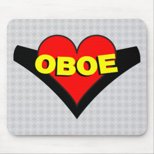 Oboe Over Heart Mouse Pad