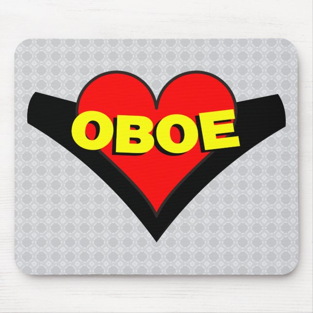 Oboe Over Heart Mouse Pad (Front)