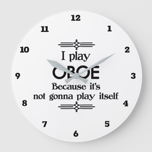 Oboe - Play Itself Funny Deco Music Large Clock (Front)