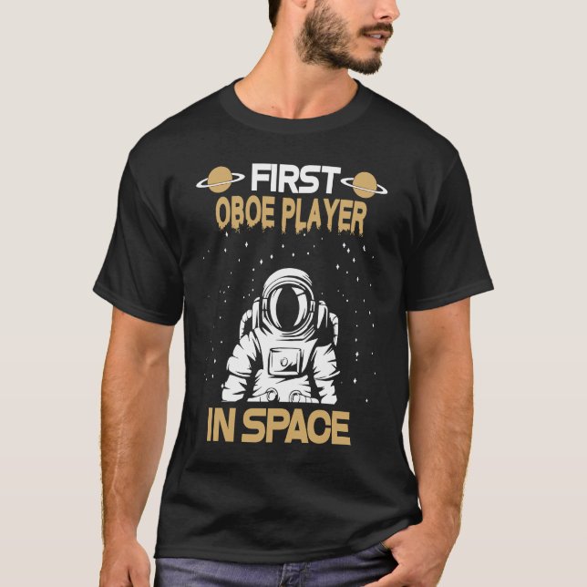 Oboe Player In Space T-Shirt (Front)