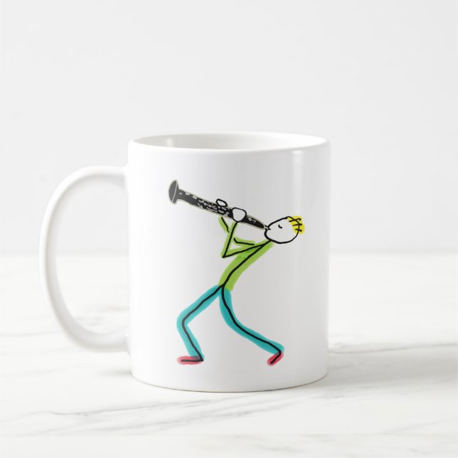 Oboe Playing Stickman Coffee Mug (Left)