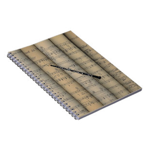 Oboe ~ Rolled Sheet Music Background ~ Musical Spiral Notebook