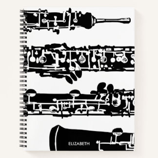Oboe Spiral Notebook in Black and White