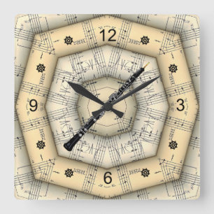 Oboe ~ Strange Musical Design ~ Unique ~ Square Wall Clock