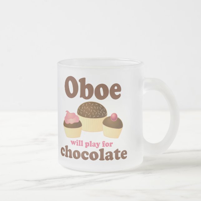 Oboe Will Play For Chocolate Frosted Glass Coffee Mug (Right)