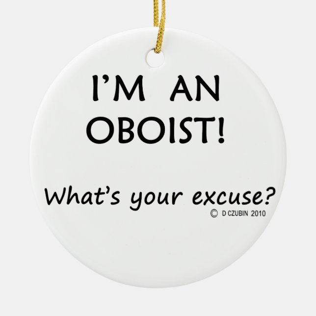 Oboist Excuse Ceramic Tree Decoration (Front)