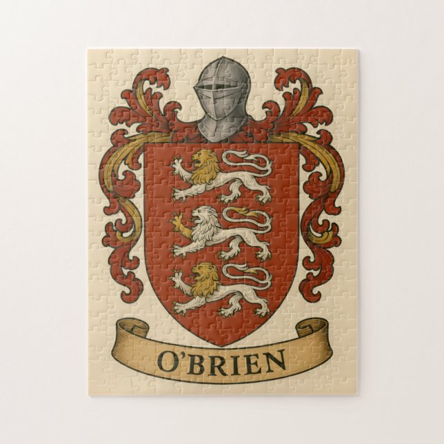 O'Brien Family Crest Silver Plated Puzzle (Vertical)