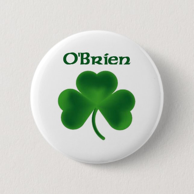 O'Brien Shamrock 6 Cm Round Badge (Front)