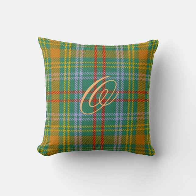 O'Brien Tartan Monogram Pillow (Front)