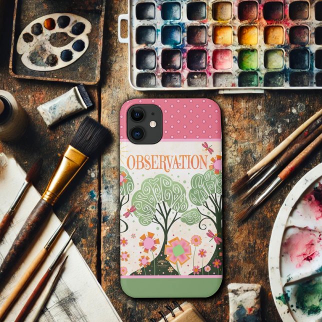 Observation Floral Pink Green Inspirivity Case-Mate iPhone Case (Creator Uploaded)