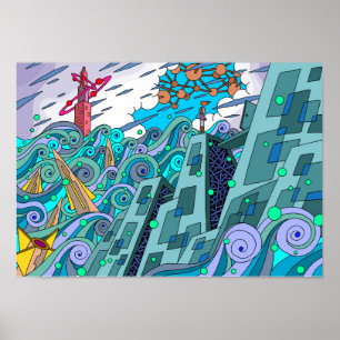 Observer on the waves. poster