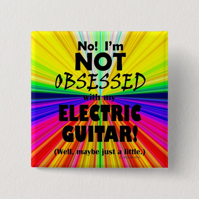 Obsessed Electric Guitar 15 Cm Square Badge (Front)