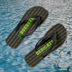 Obsessed or dedicated binary pattern black jandals