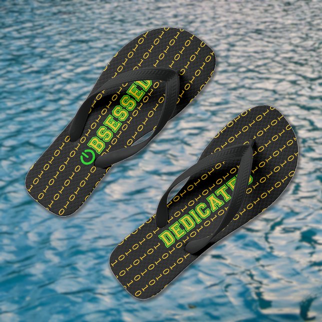 Obsessed or dedicated binary pattern black jandals (Walking on water!!)