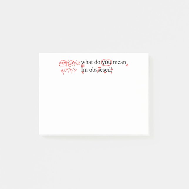 Obsessed Proofreader's Red Pen Post-it Notes (Front)