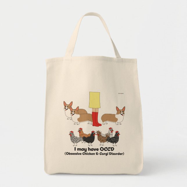 Obsessive Chicken & Corgi Disorder Tote Bag (Front)