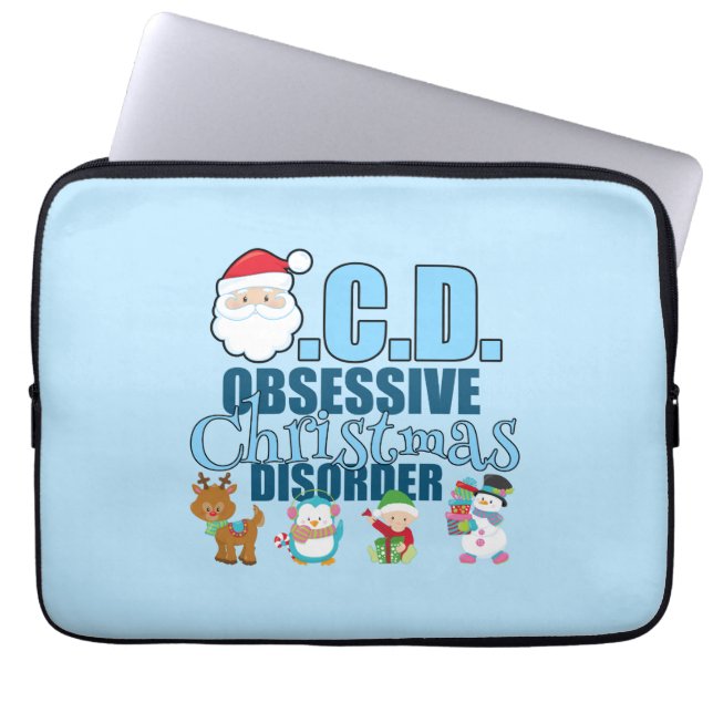 Obsessive Christmas Disorder (blue) Laptop Sleeve (Front)