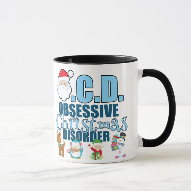 Obsessive Christmas Disorder (blue) Mug (Right)