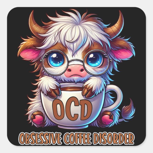 Obsessive Coffee Disorder  Square Sticker (Front)