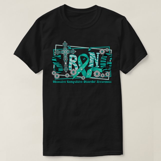 Obsessive Compulsive Disorder Awareness cross ribb T-Shirt (Design Front)