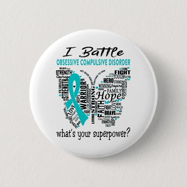 Obsessive Compulsive Disorder Awareness Month Ribb 6 Cm Round Badge (Front)