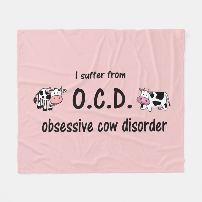 Obsessive Cow Disorder Fleece Blanket (Front (Horizontal))