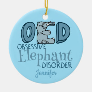 Obsessive Elephant Disorder Cute Custom Baby Blue Ceramic Tree Decoration