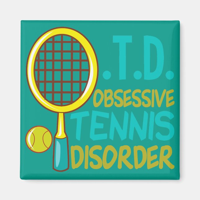 Obsessive Tennis Disorder Teal Yellow Cute Magnet (Front)