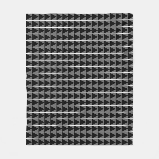 Obsidian Arrow, Minimalist Geometric Black Gray Ab Fleece Blanket (Front)