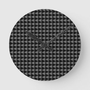 Obsidian Arrow, Minimalist Geometric Black Gray Ab Round Clock
