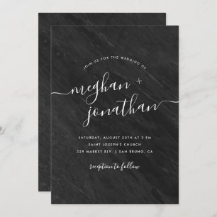 Obsidian Black Marble Wedding Invitation