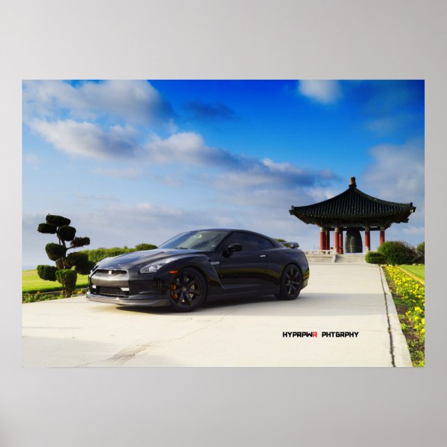 "Obsidian" Nissan GT-R R35 with Carbon Poster (Front)