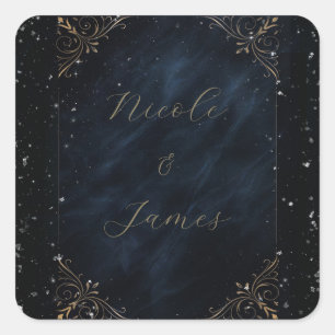 Obsidian Oracle Midnight Elegance Wedding Square Sticker