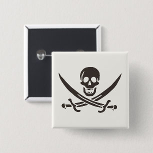 Obsidian Skull Swords Pirate flag of Calico Jack 15 Cm Square Badge