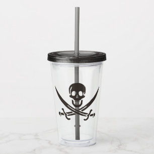 Obsidian Skull Swords Pirate flag of Calico Jack Acrylic Tumbler